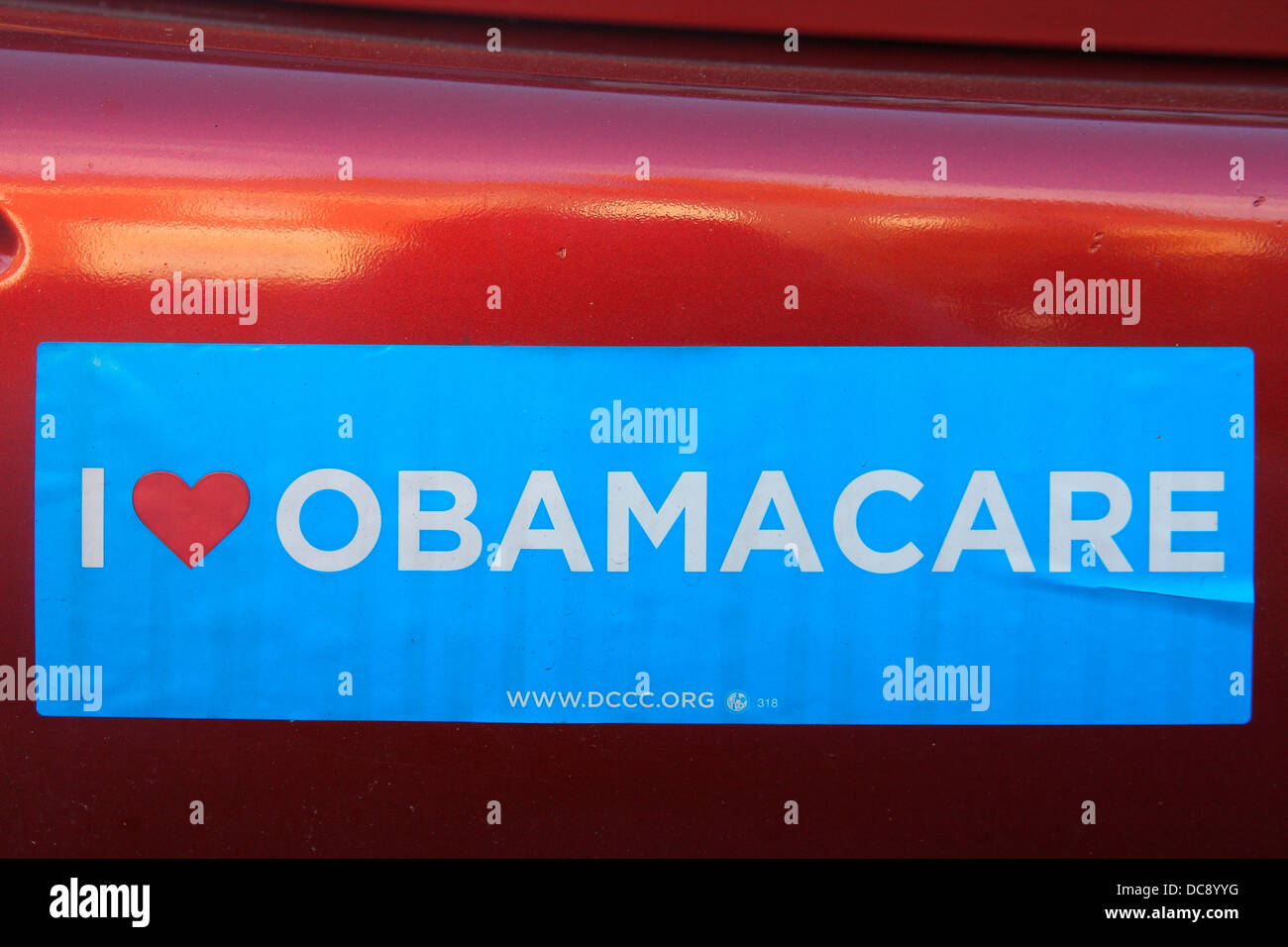 "Ich liebe Obamacare" politischen Aufkleber. Stockfoto