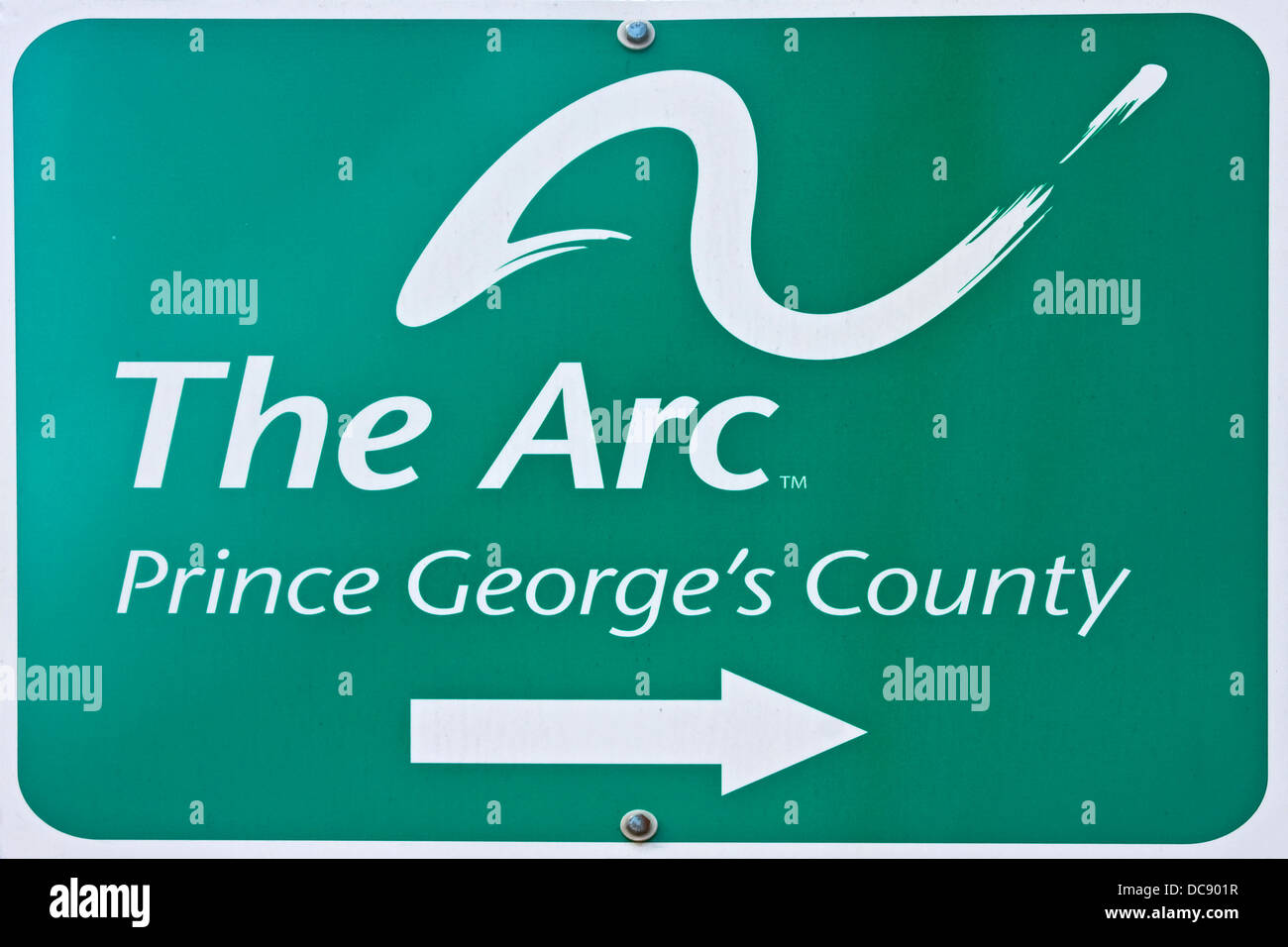 "Der Arc Prinz Georges County" Maryland Zeichen. Stockfoto