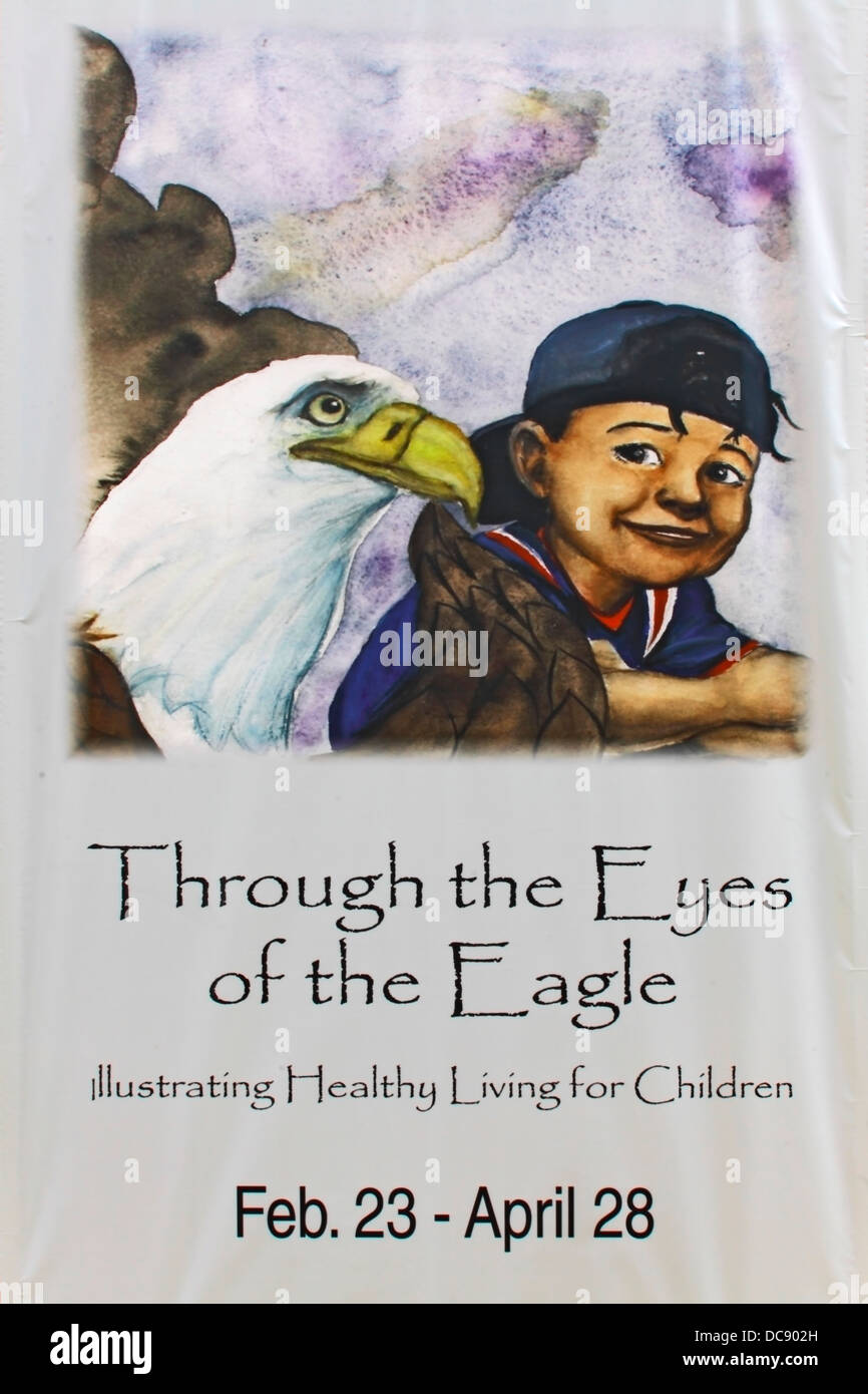 "Durch die Augen des Adlers" Banner an der Virginia Living Museum Newport News, VA. Stockfoto