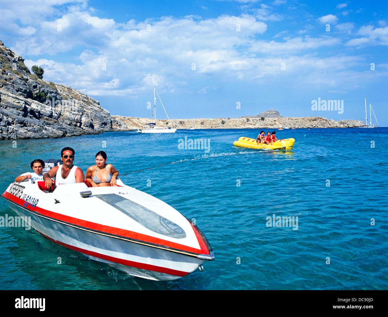 Power Boot Lindos Griechenland Stockfoto