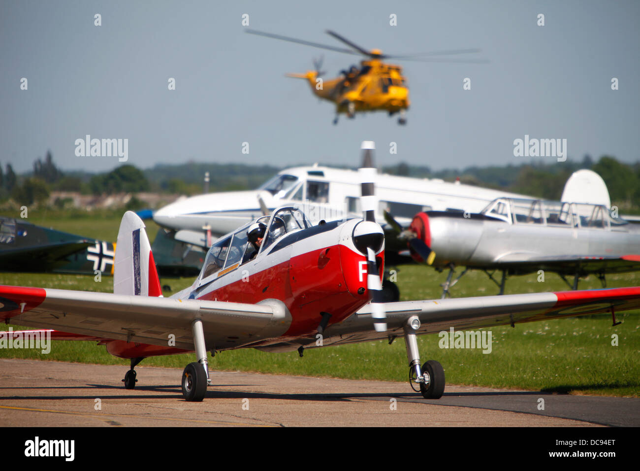 Vintage RAF Chipmunk zweisitziges Trainingsflugzeug bei einem Duxford Air anzeigen Stockfoto