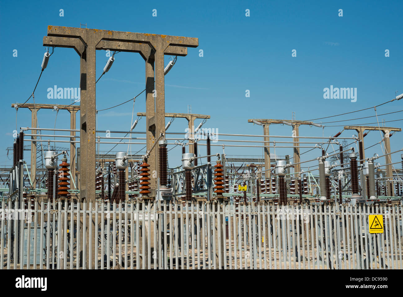 Bolney Hochspannung Umspannwerk. Stromnetz. Stockfoto