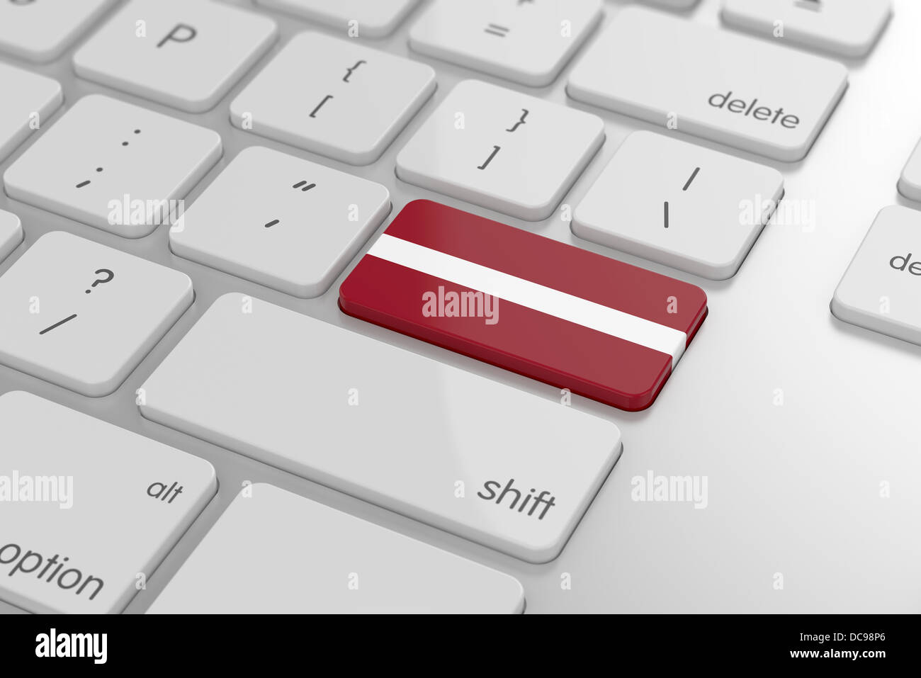 3D Render des lettischen Flagge Button mit soft-Fokus Stockfoto