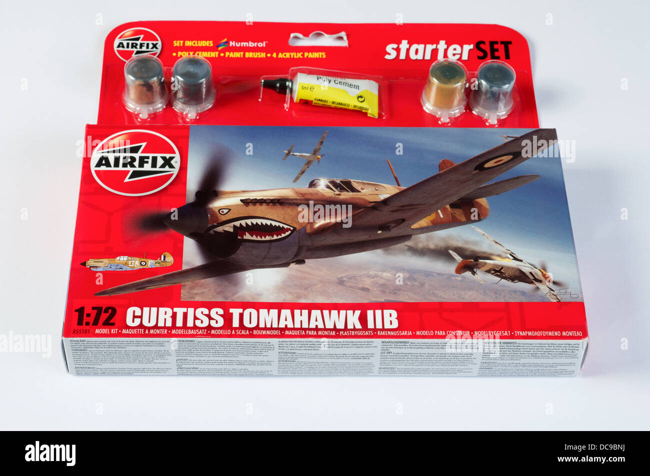 Airfix 1: 72 Skala Curtiss Tomahawk Modell Flugzeug Starter set Stockfoto