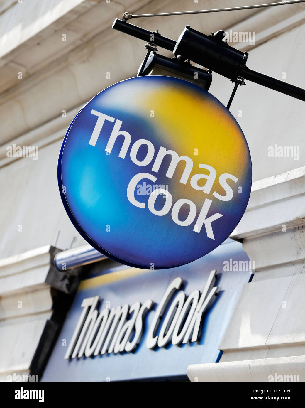 Thomas Cook Reisebüros Shop Zeichen, Marble Arch, London, UK. Stockfoto