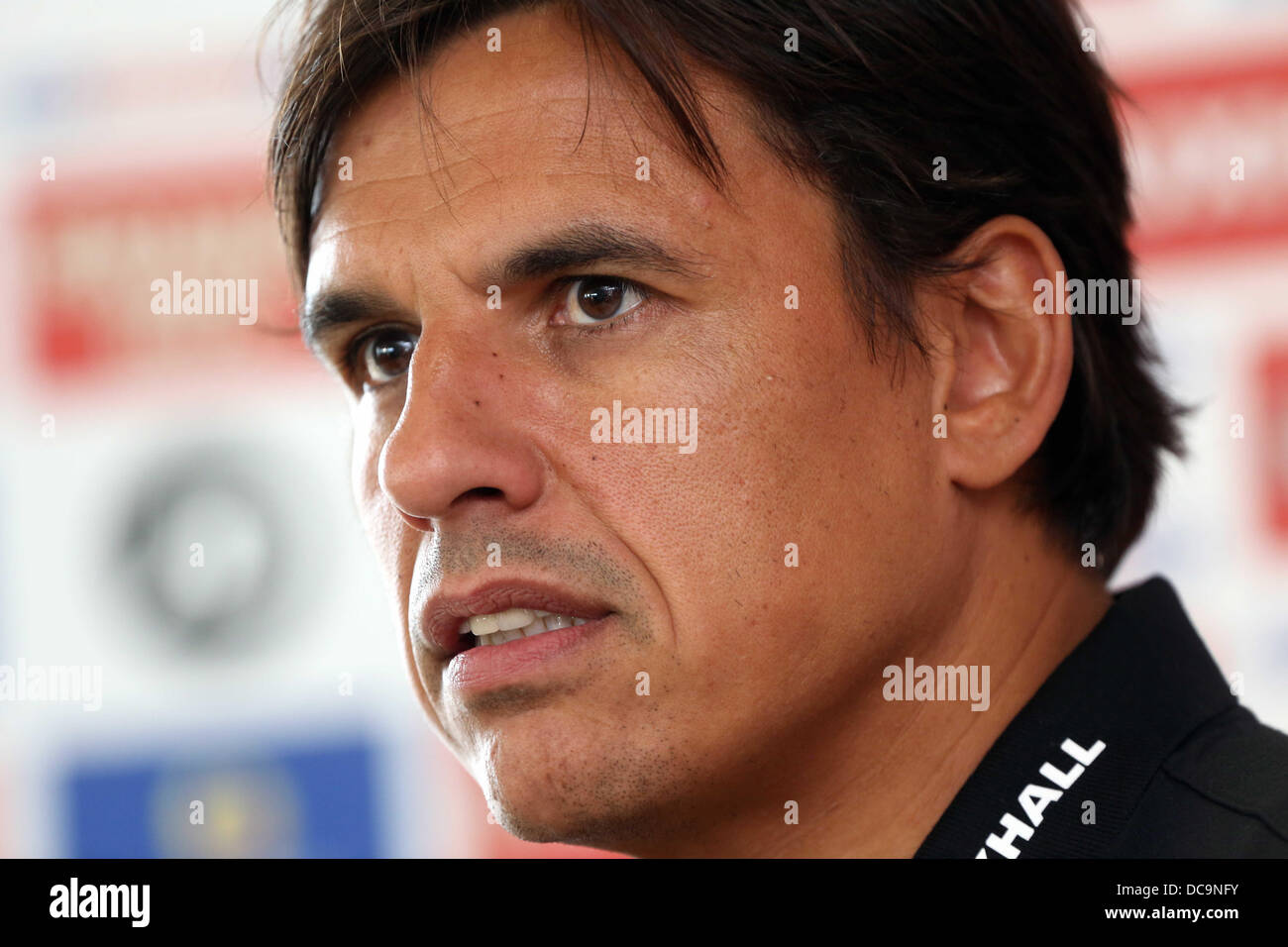 Cardiff, UK, im Bild Dienstag, 13. August 2013: Manager Chris Coleman Re: Football Association of Wales Pressekonferenz vor Wales internationale Freundschaftsspiel gegen Nordirland am St Davids Hotel, Cardiff, Südwales, UK. Bildnachweis: D Legakis/Alamy Live-Nachrichten Stockfoto