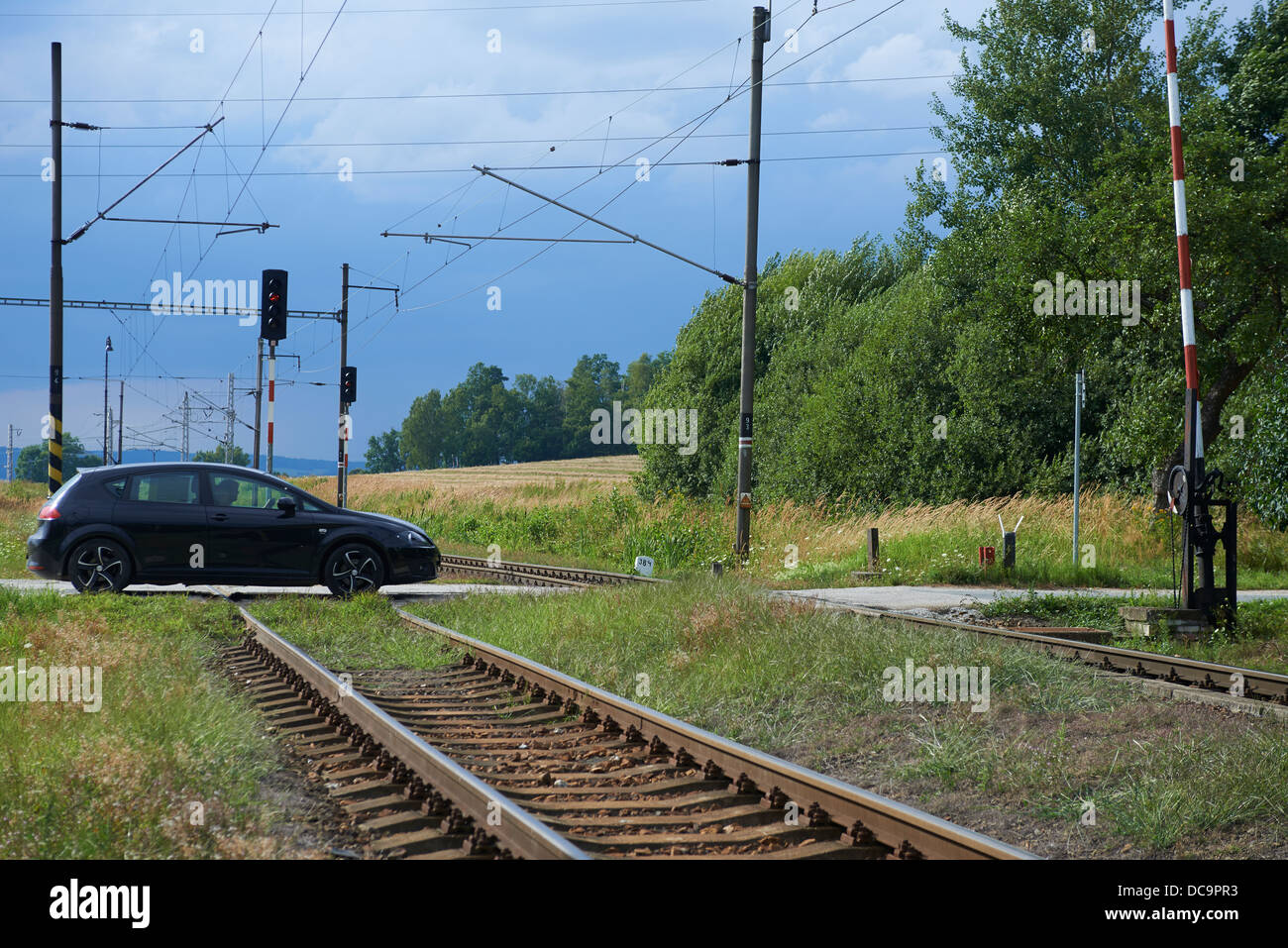 Bahnübergang Stockfoto