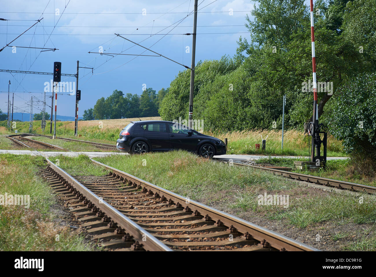 Bahnübergang Stockfoto