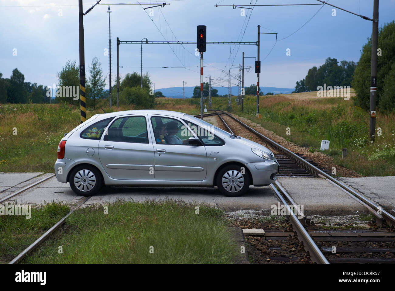 Bahnübergang Stockfoto