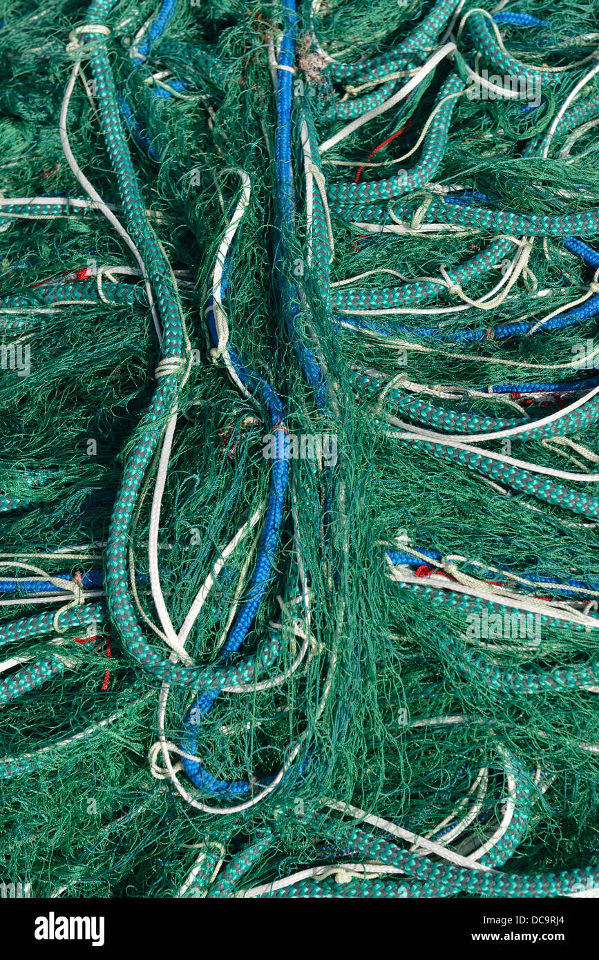 Fischernetze am Hafen von Ajaccio, Korsika, Frankreich Stockfoto