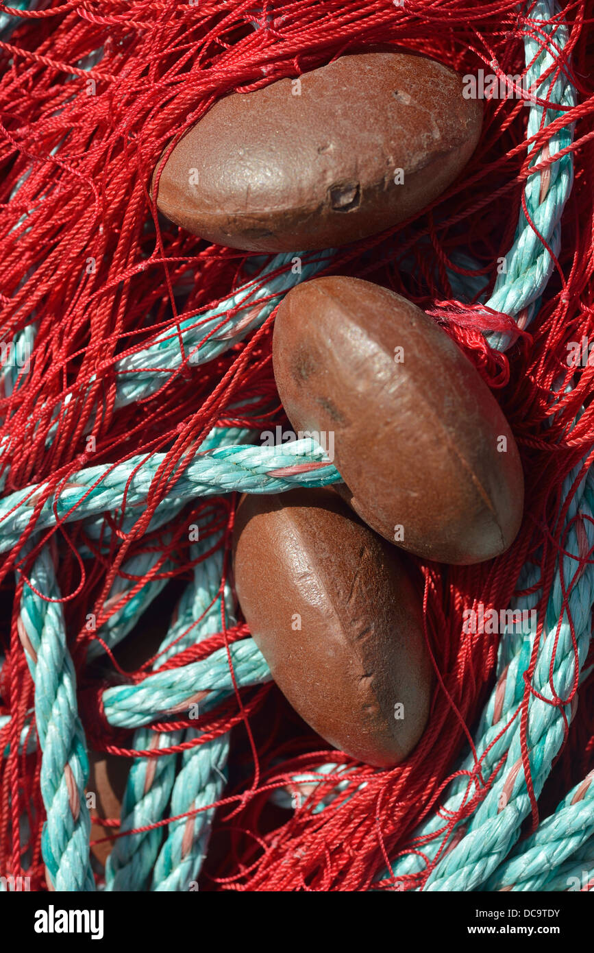 Fischernetze am Hafen von Ajaccio, Korsika, Frankreich Stockfoto
