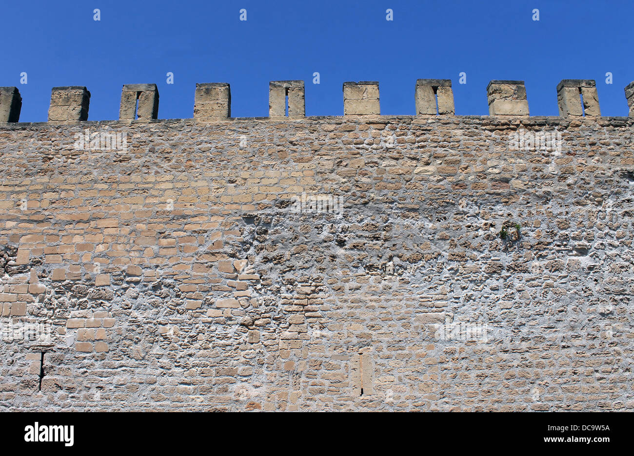 Exterieur des mittelalterlichen Schlosses Zinnen zeigt. Stockfoto