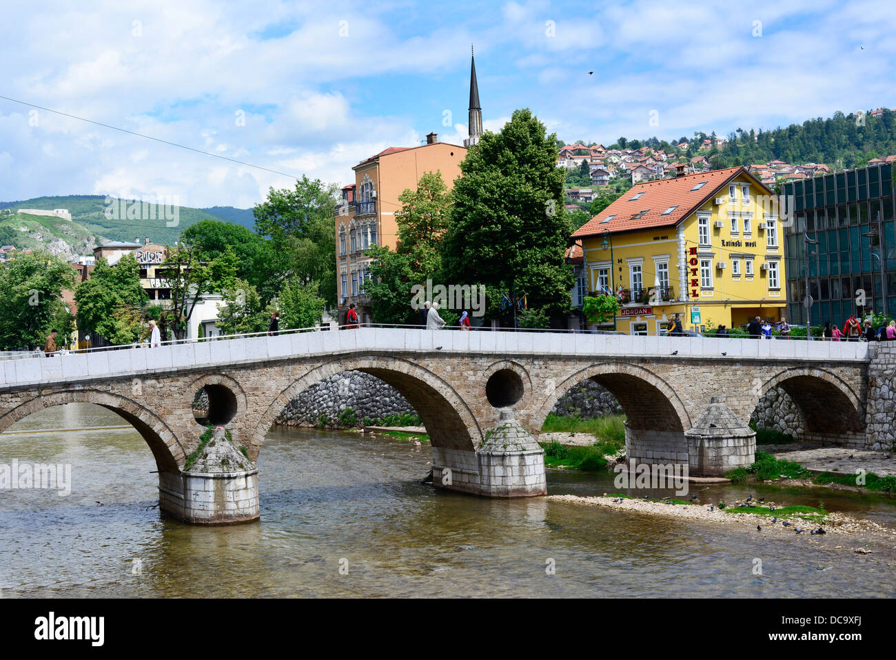 Das lateinische Brücke in Sarajevo. Stockfoto