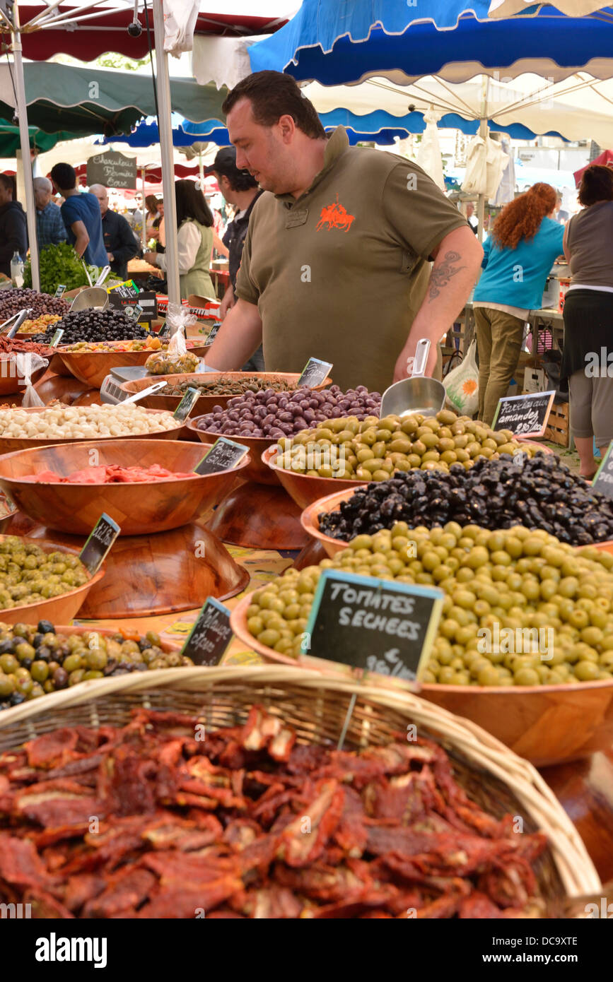 Lebensmittel-Markt, Ajaccio, Korsika, Frankreich Stockfoto