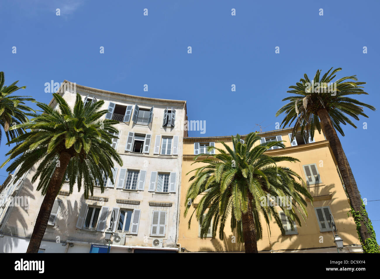 Altbau Fassaden, Ajaccio, Korsika, Frankreich Stockfoto