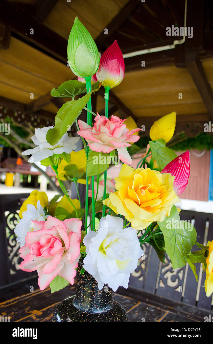 Der bunte künstliche Rose und Lotus Stil. Stockfoto