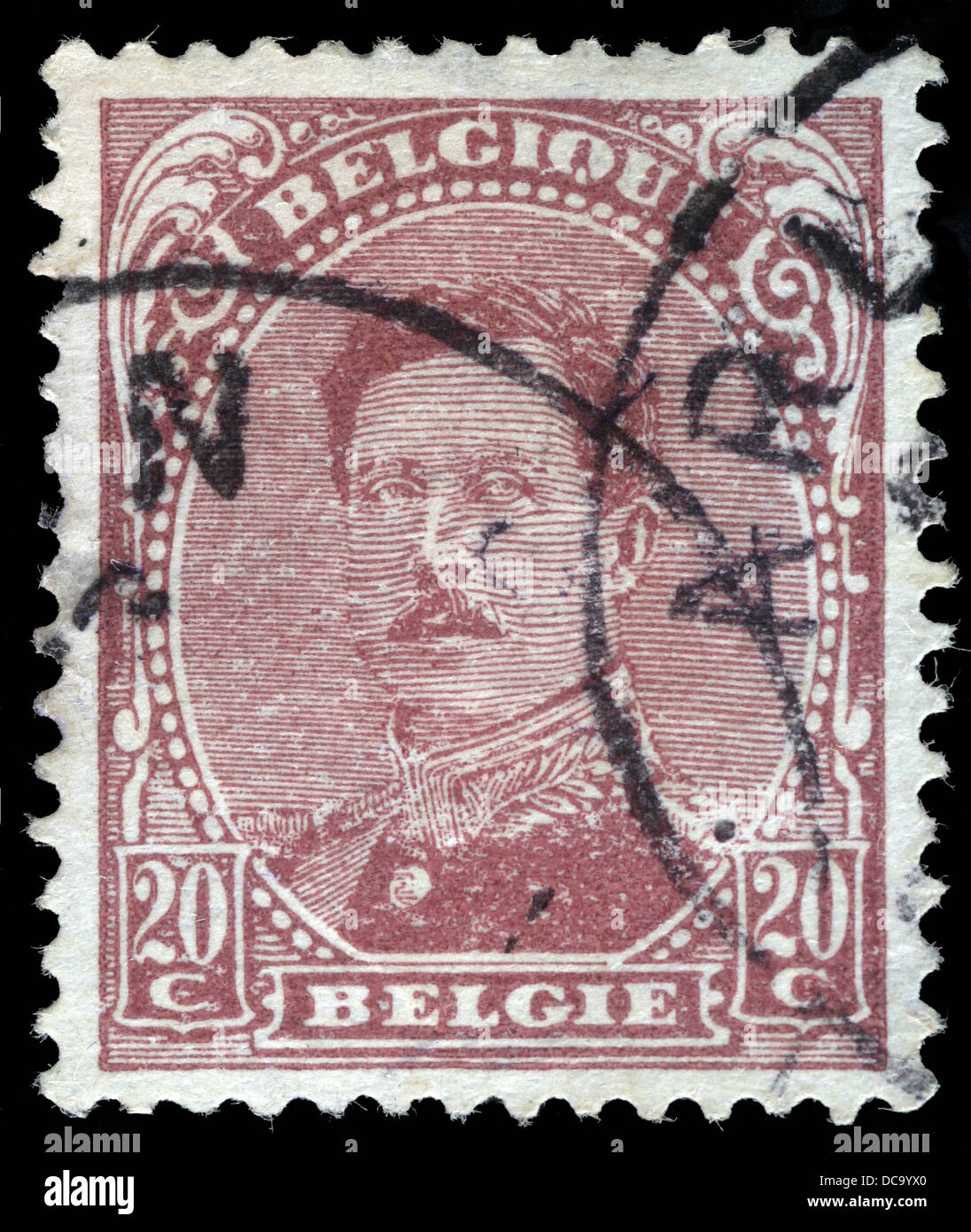 Belgien - ca. 1919: Eine Briefmarke gedruckt in Belgien zeigt Bild von König Albert I, ca. 1919 Stockfoto