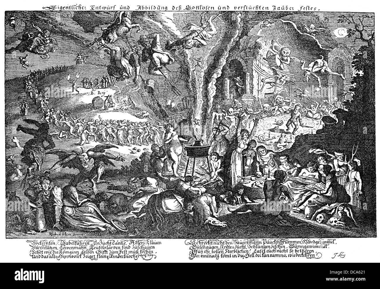 Hexen auf Walpurgisnacht auf den Blocksberg Berg Stockfoto