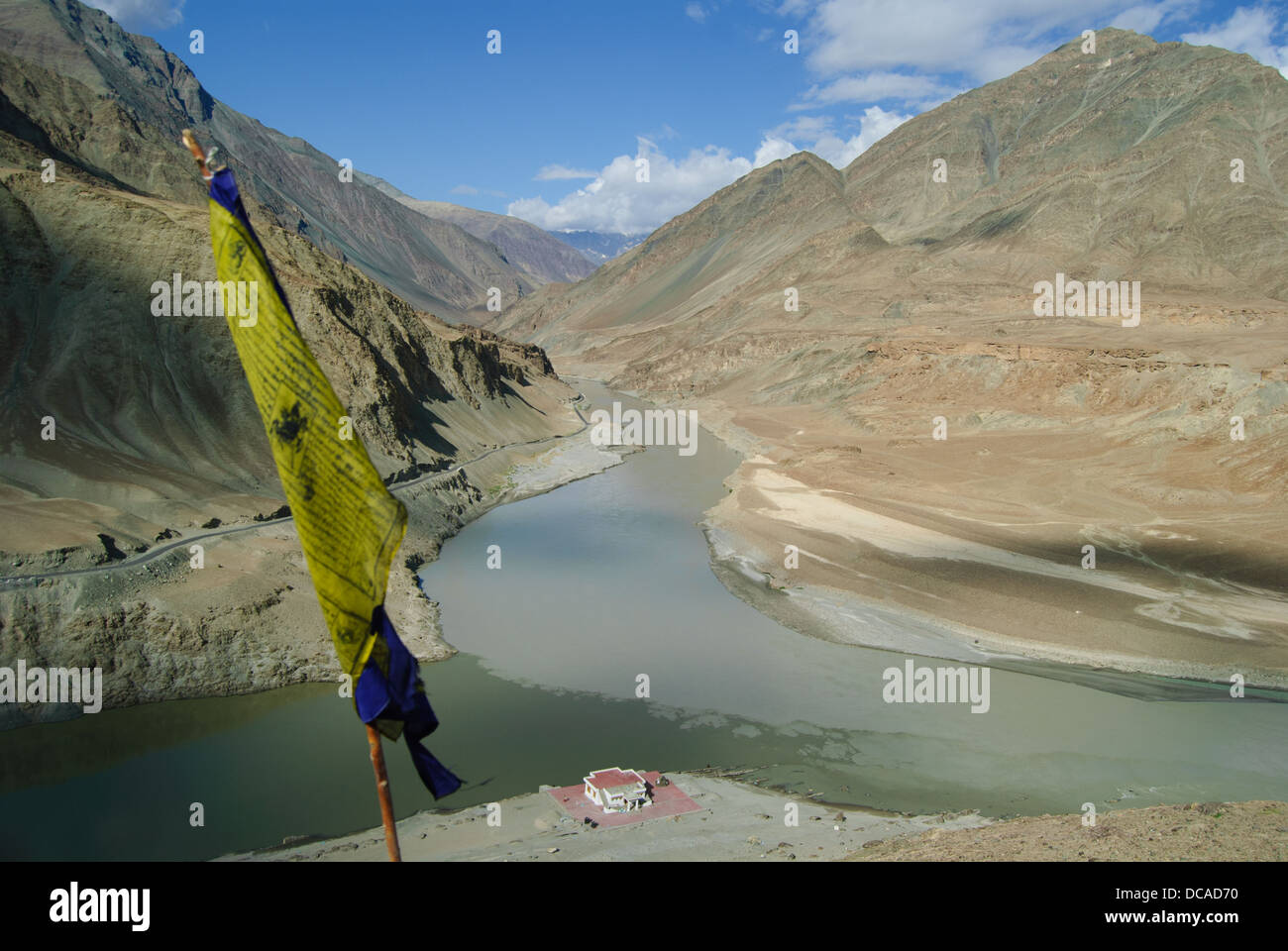 Nimu, Sitzung Punkt von Indus und Zanskar Flüsse Stockfoto