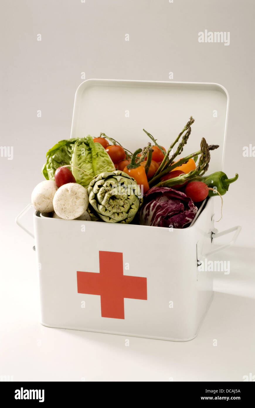 Erste-Hilfe-Kasten Gemüse Stockfoto