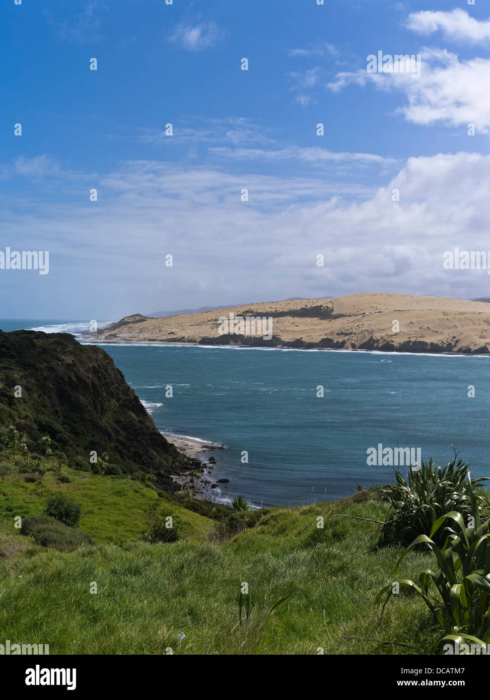 dh HOKIANGA HARBOUR Neuseeland große Sanddünen Landzunge Stockfoto