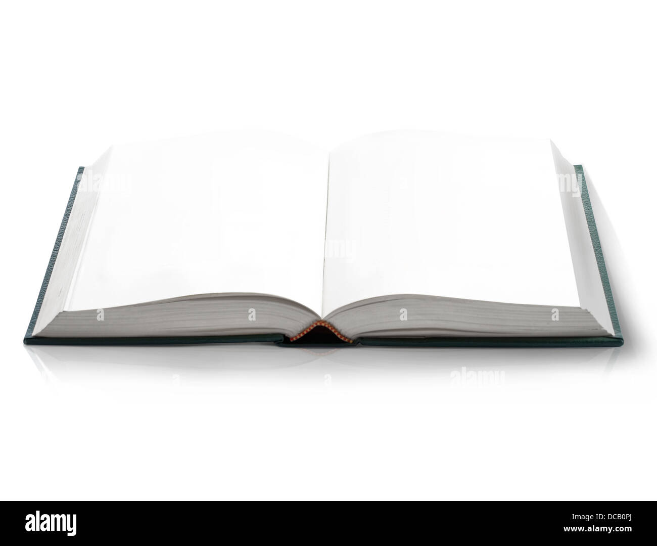 Hard Cover Open Buch mit leer leere Seiten, von Auge Vogelperspektive angezeigt. Stockfoto
