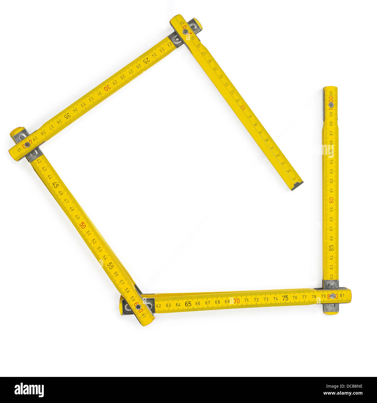 Tischler Regel Meter auf weiß. Clipping-Pfad Stockfoto