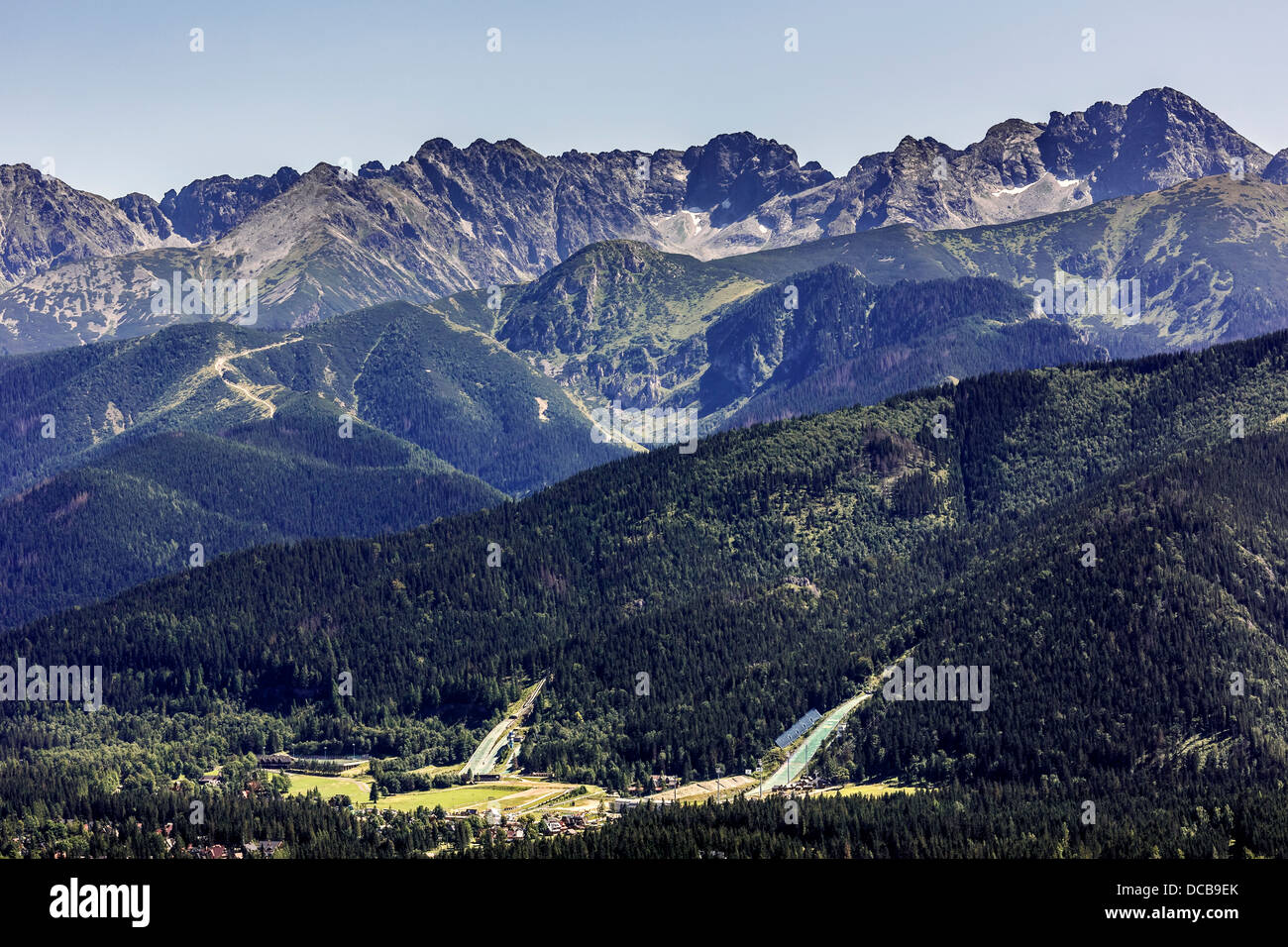 Sprungschanzen in Zakopane in der Sommerzeit Stockfoto