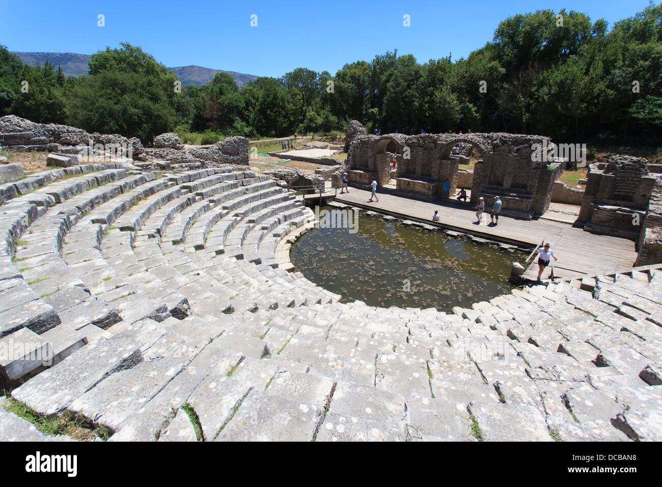 Römisches Amphitheater in Butrint-Albanien Stockfoto