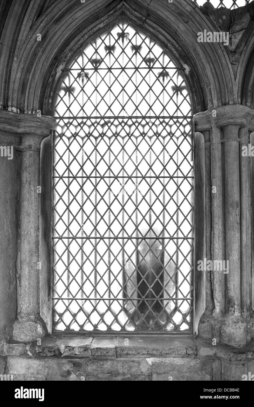 Vage schwarz & weiße Silhouette eines gründlichen Person-Fensters. Stockfoto