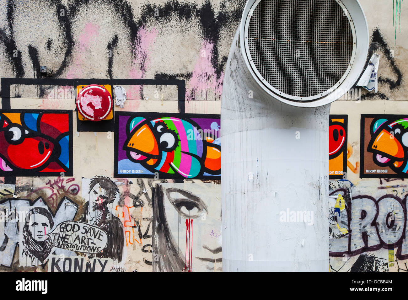 Graffiti street-Art in der Nähe des Centre Pompidou, Paris Frankreich Stockfoto