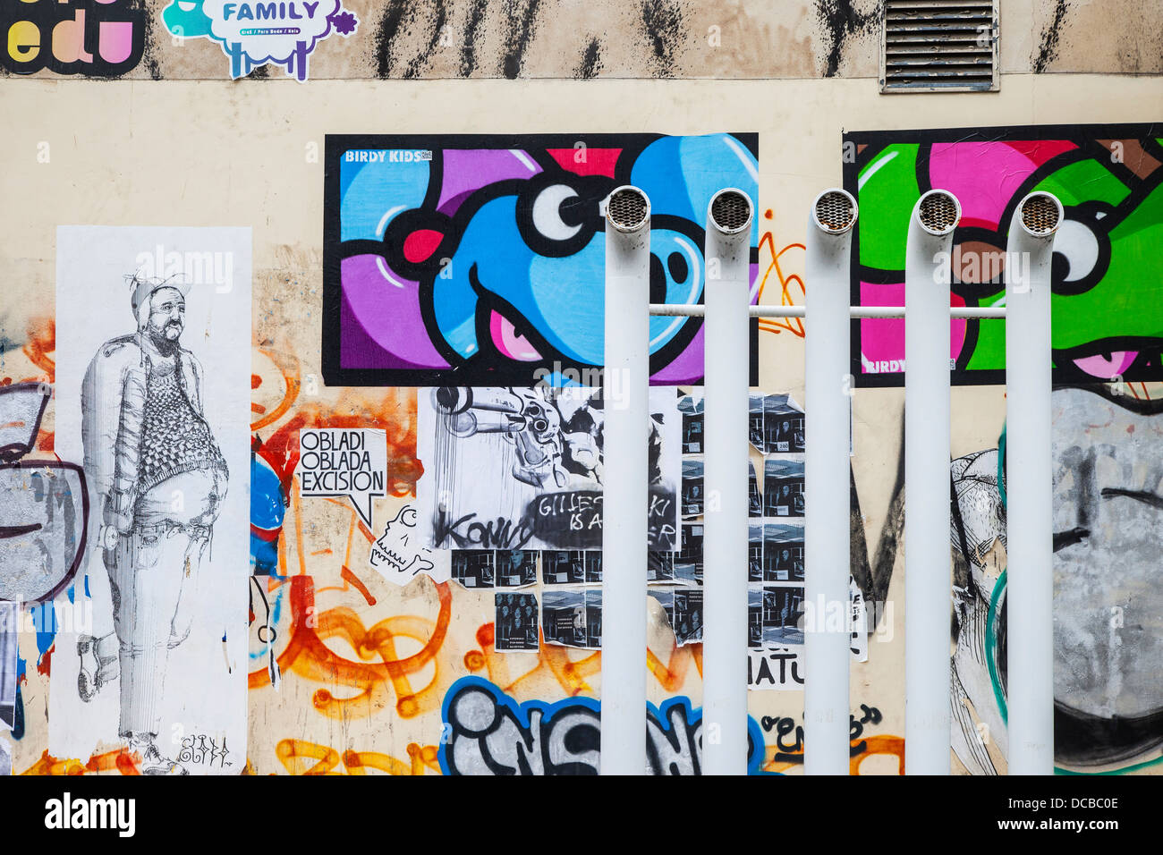 Graffiti street-Art in der Nähe des Centre Pompidou, Paris Frankreich Stockfoto