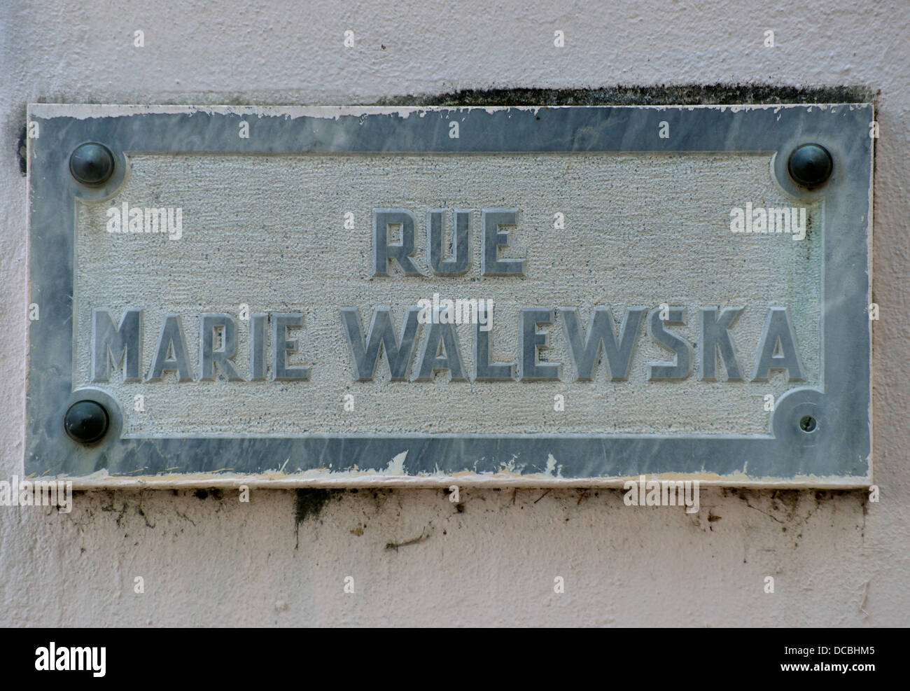 Marie Walewska Straße Zeichen, Ajaccio, Corsica Stockfoto
