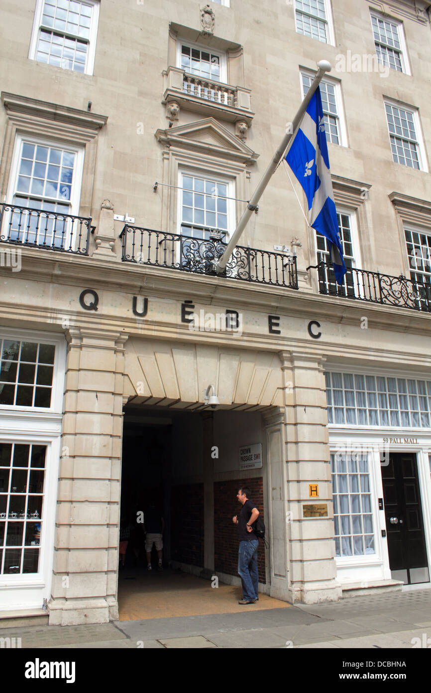 Quebec Government Office und Krone-Passage in 59 Pall Mall, SW1 London England. Stockfoto