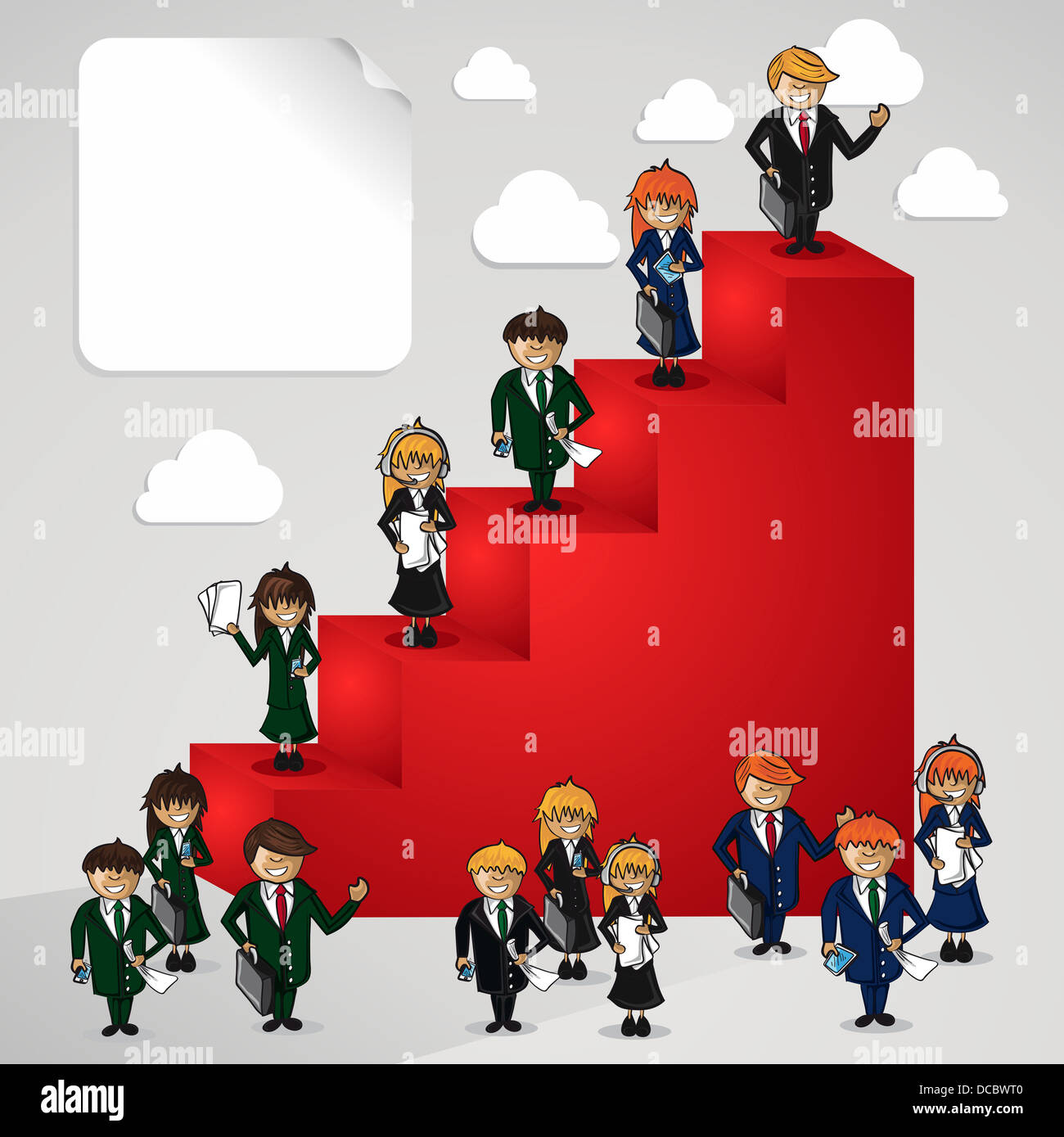 Geschäft Leitung Schritte zum Erfolg-Ziele ladder Cartoon Menschen. Vektor-Datei geschichtet für einfache Handhabung und individuelle Farbgebung. Stockfoto