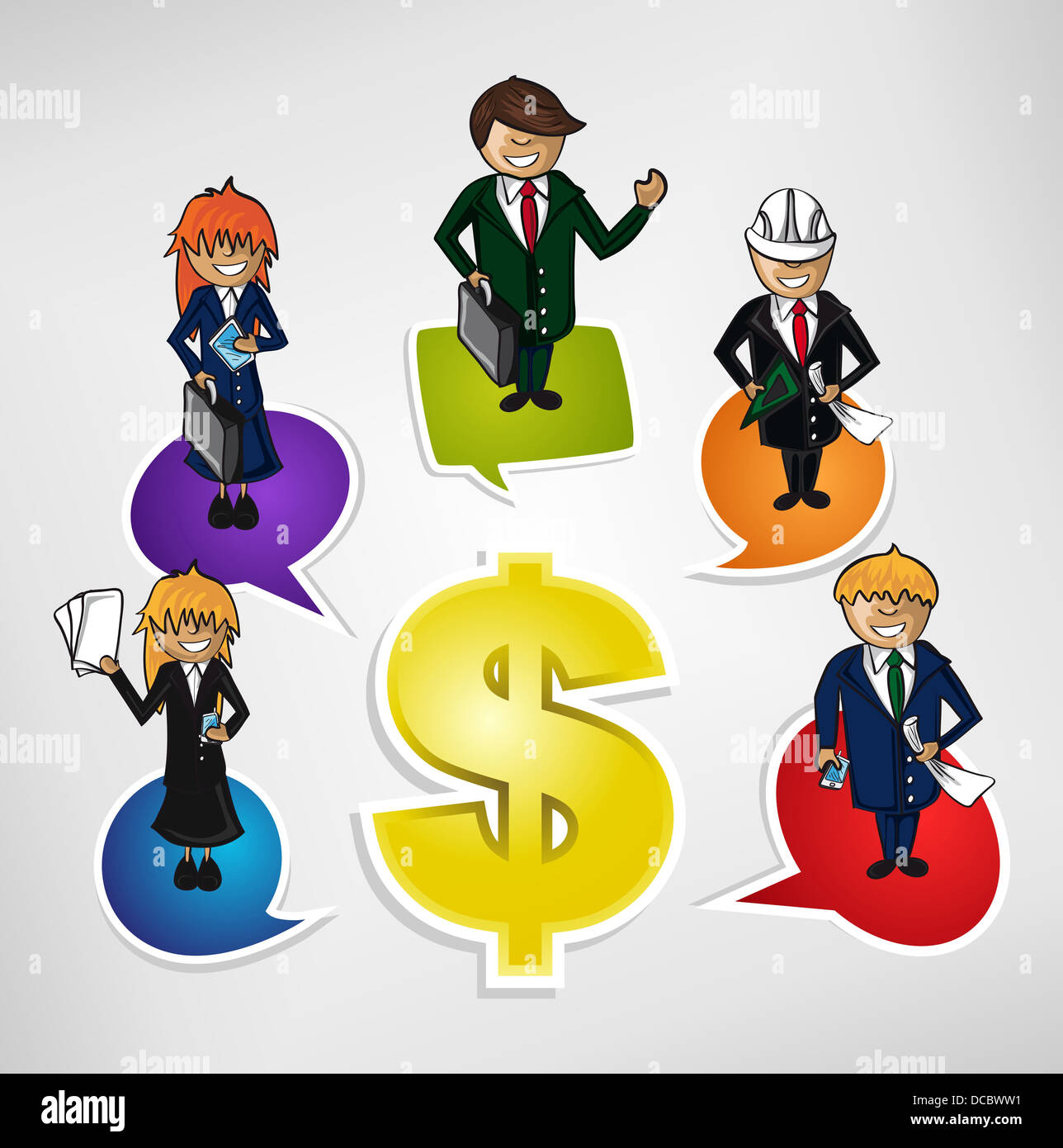 Arbeitsgruppe Business Erfolg Menschen Geld Zeichen Darstellung. Vektor-Datei für die einfache Personalisierung geschichtet. Stockfoto