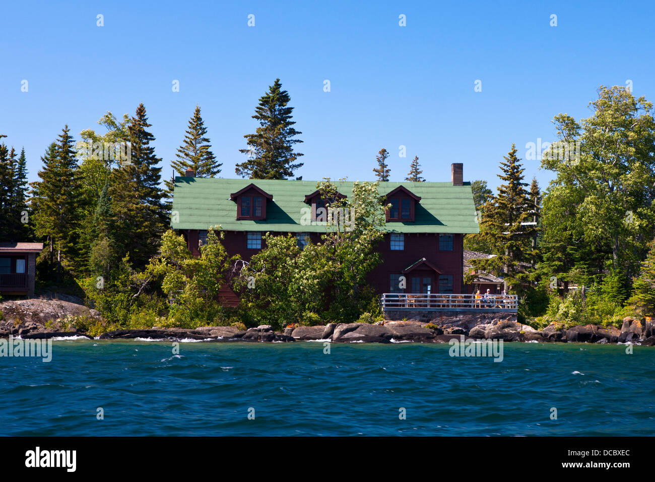 Der Rock Harbor Lodge, Isle Royale National Park, Michigan, Vereinigte Staaten von Amerika Stockfoto