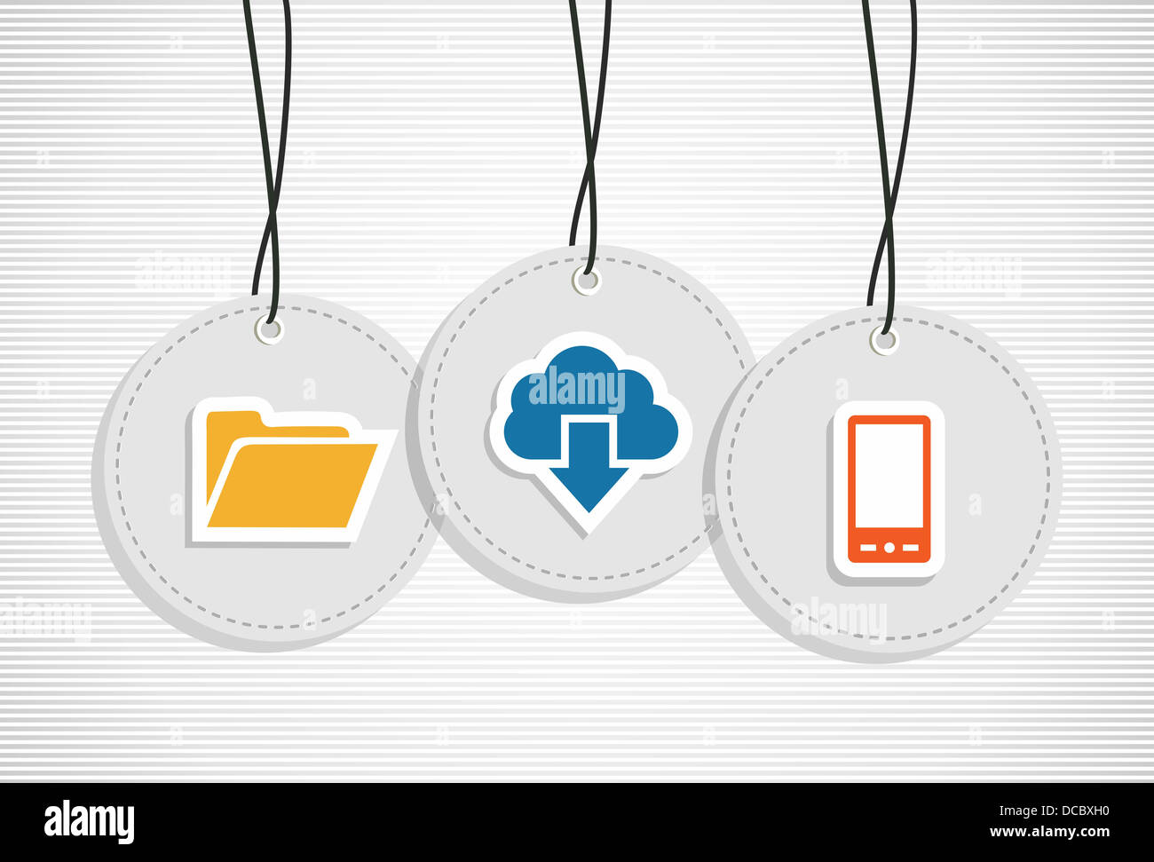 Smartphone-Internet-Datei Ordner hängen Tags Abbildung Satz. Vektor-Datei geschichtet für einfache Handhabung und individuelle Farbgebung. Stockfoto