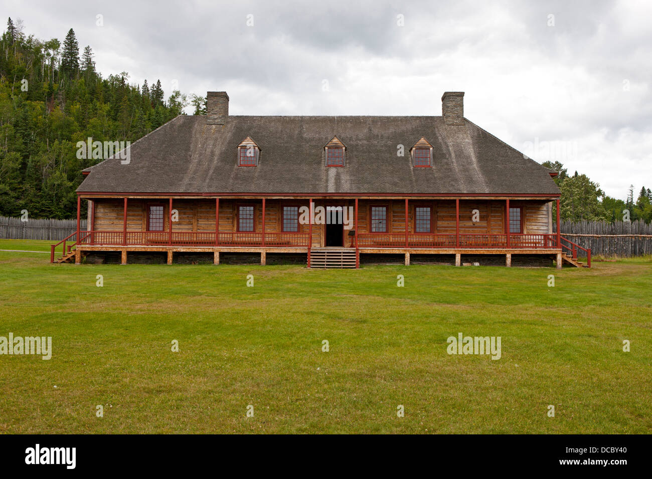 Außen von den großen Saal, Grand Portage National Monument, Grand Portage, Minnesota, Deutschland Stockfoto