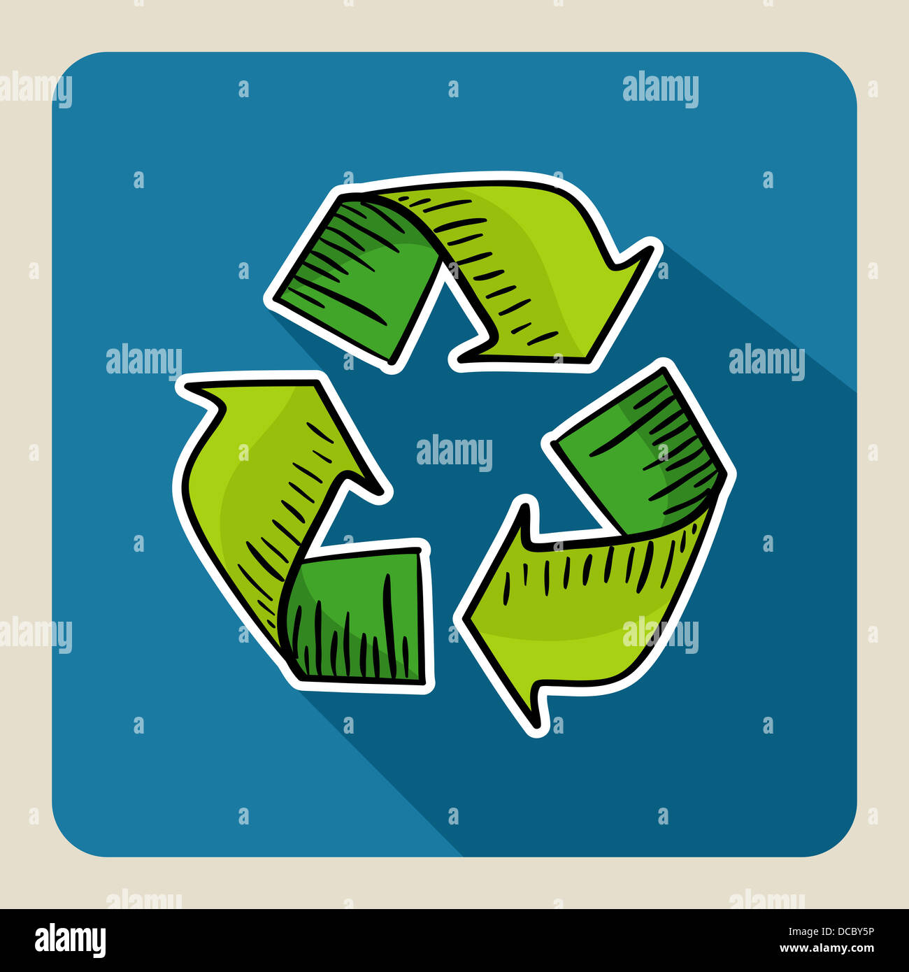Skizzieren Sie Stil grüne Recycling Symbol Abbildung. Vektor-Datei für die einfache Bearbeitung geschichtet. Stockfoto