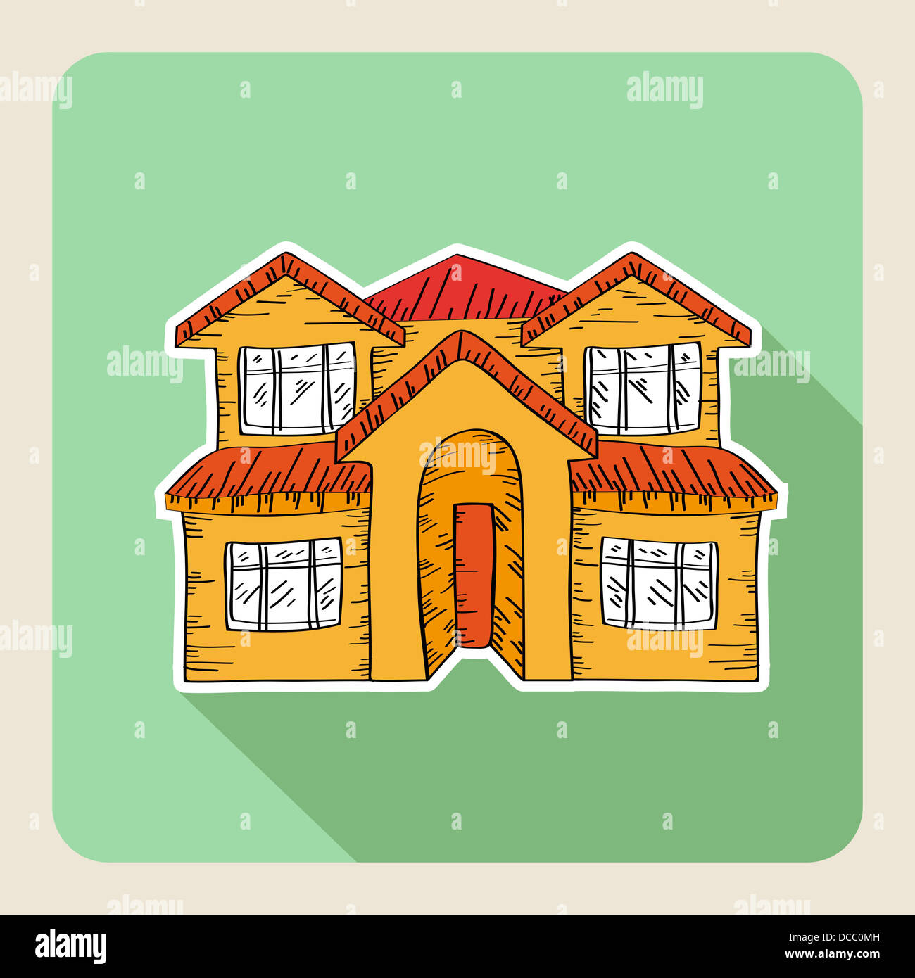 Skizzieren Sie Stil, Immobilien Einfamilienhaus flache Symbol. Vektor-Datei für die einfache Bearbeitung geschichtet. Stockfoto