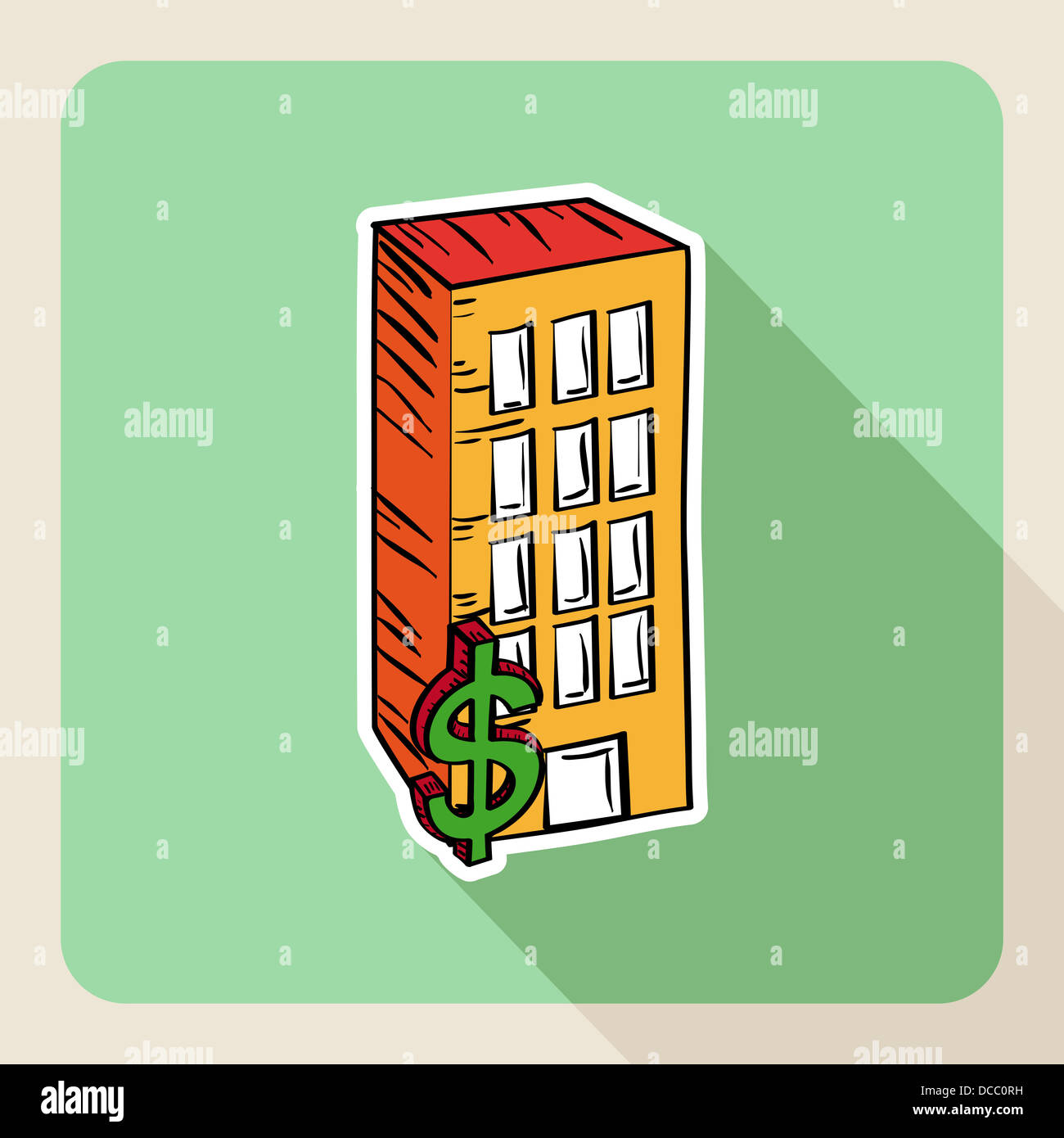 Skizzieren Sie Stil echte staatliche Gebäude kaufen mieten Wohnung Symbol. Vektor-Datei für die einfache Bearbeitung geschichtet. Stockfoto