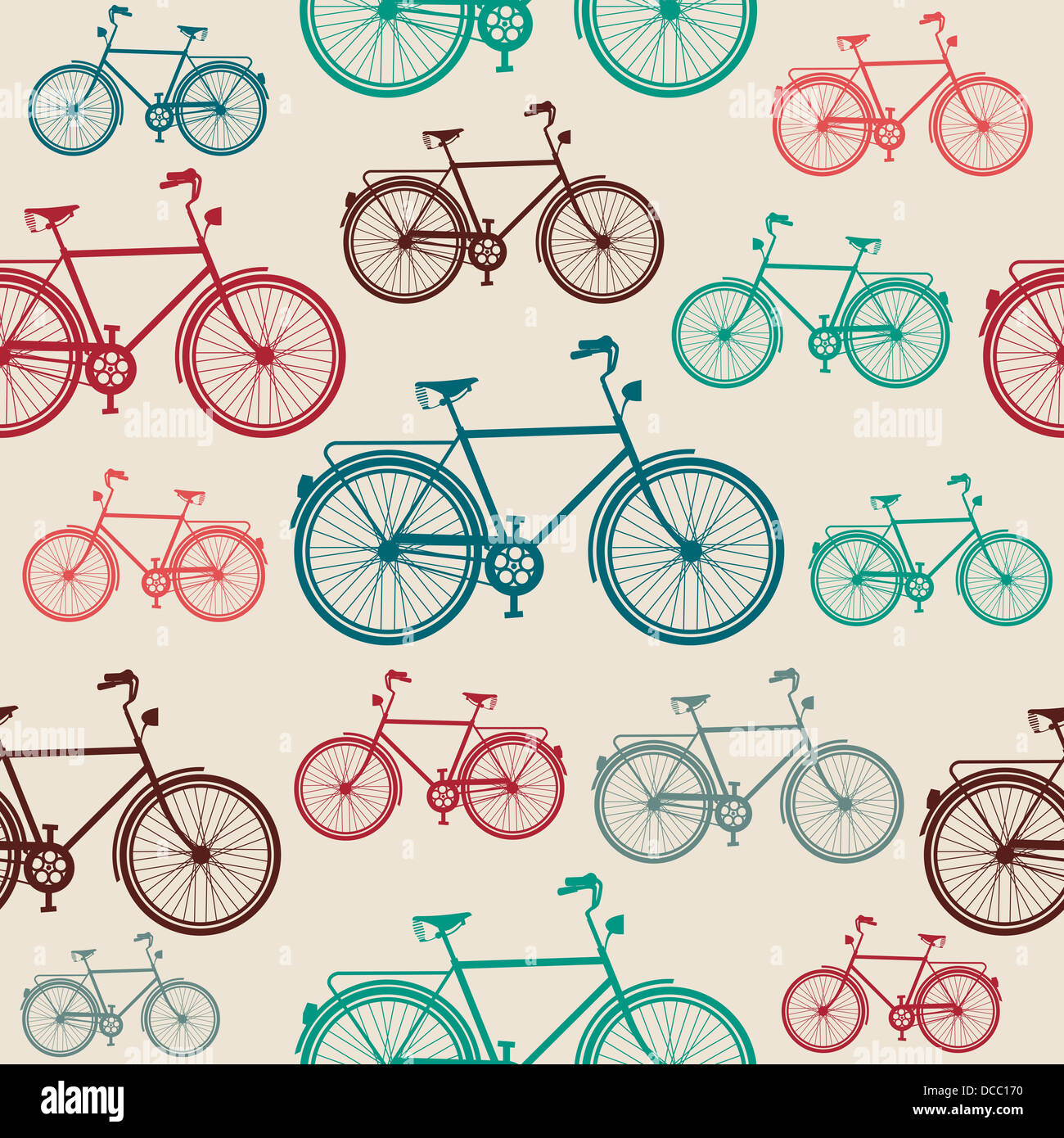 Retro-Hipster Fahrrad, nahtlose Muster Hintergrund. Vektor-Datei für die einfache Bearbeitung geschichtet Stockfoto