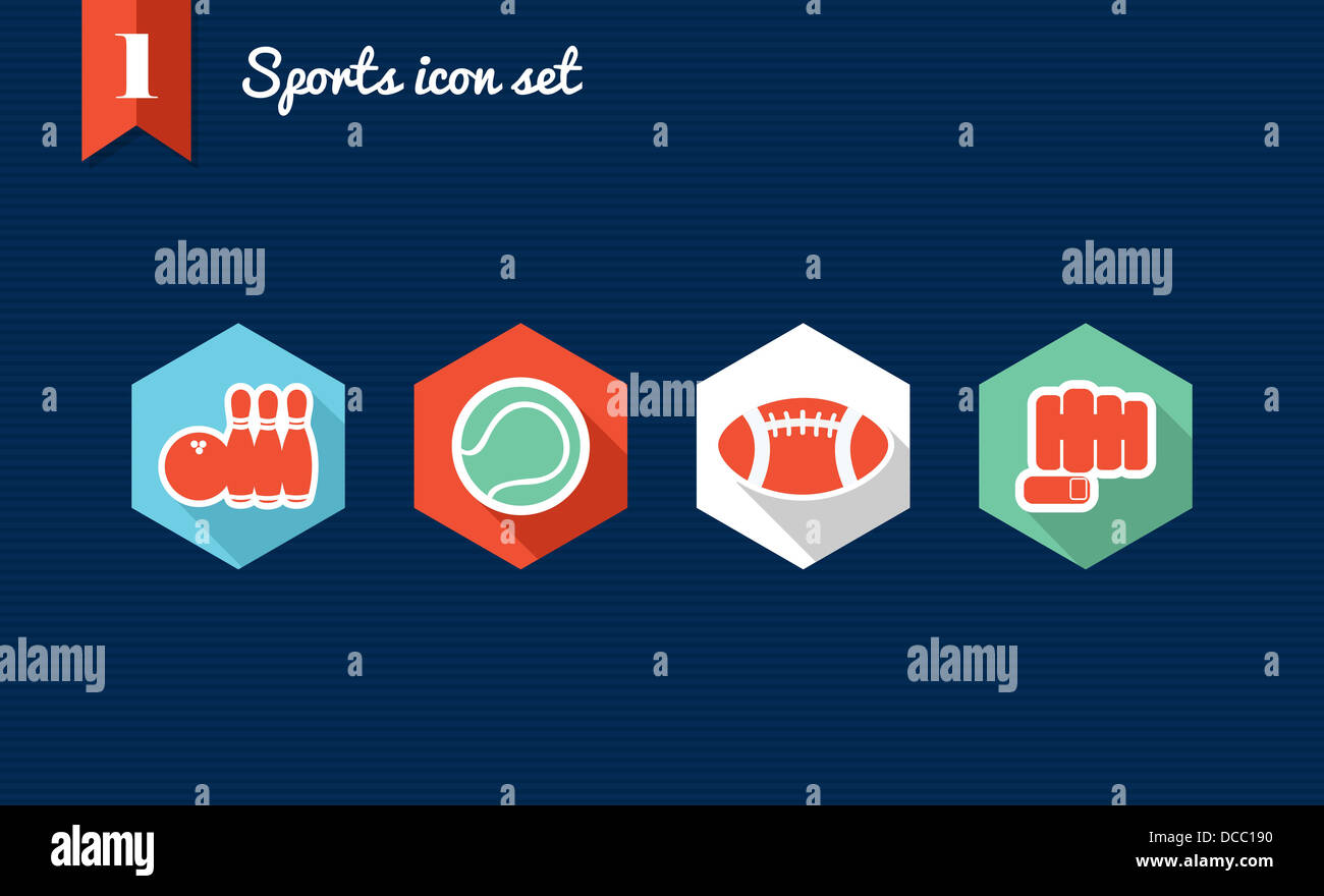Bunte Sport flach Icon-Set: Workout-Fitness-Web-apps. Vektor-Datei für die einfache Bearbeitung geschichtet. Stockfoto