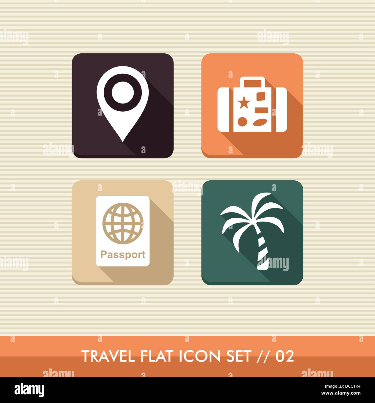 Reise-flach-Icon set, Urlaub Details Reservierung Online-App-Vektor-Datei für die einfache Bearbeitung geschichtet. Stockfoto