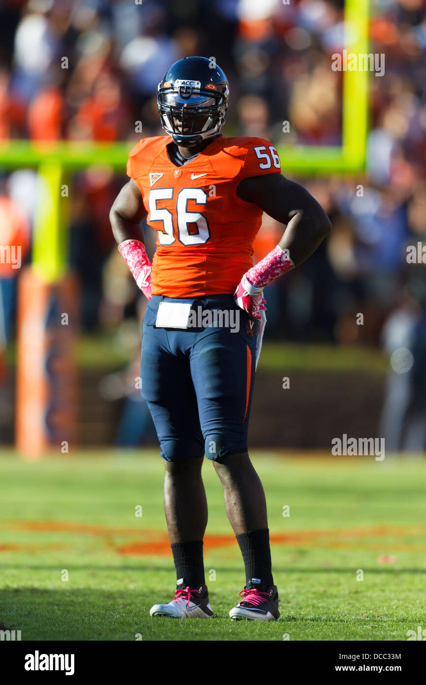 Virginia Cavaliers defensives Ende Linien Cam Johnson (56) für ein Spiel gegen Georgia Tech Yellow Jackets in der zweiten Stockfoto