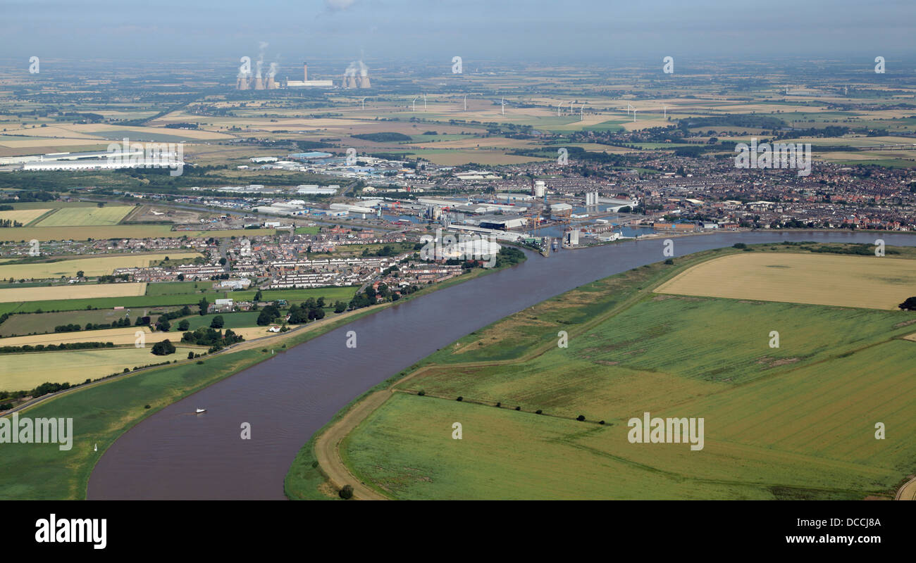 Luftaufnahme des Flusses Ouse bei Goole, East Yorkshire Stockfoto
