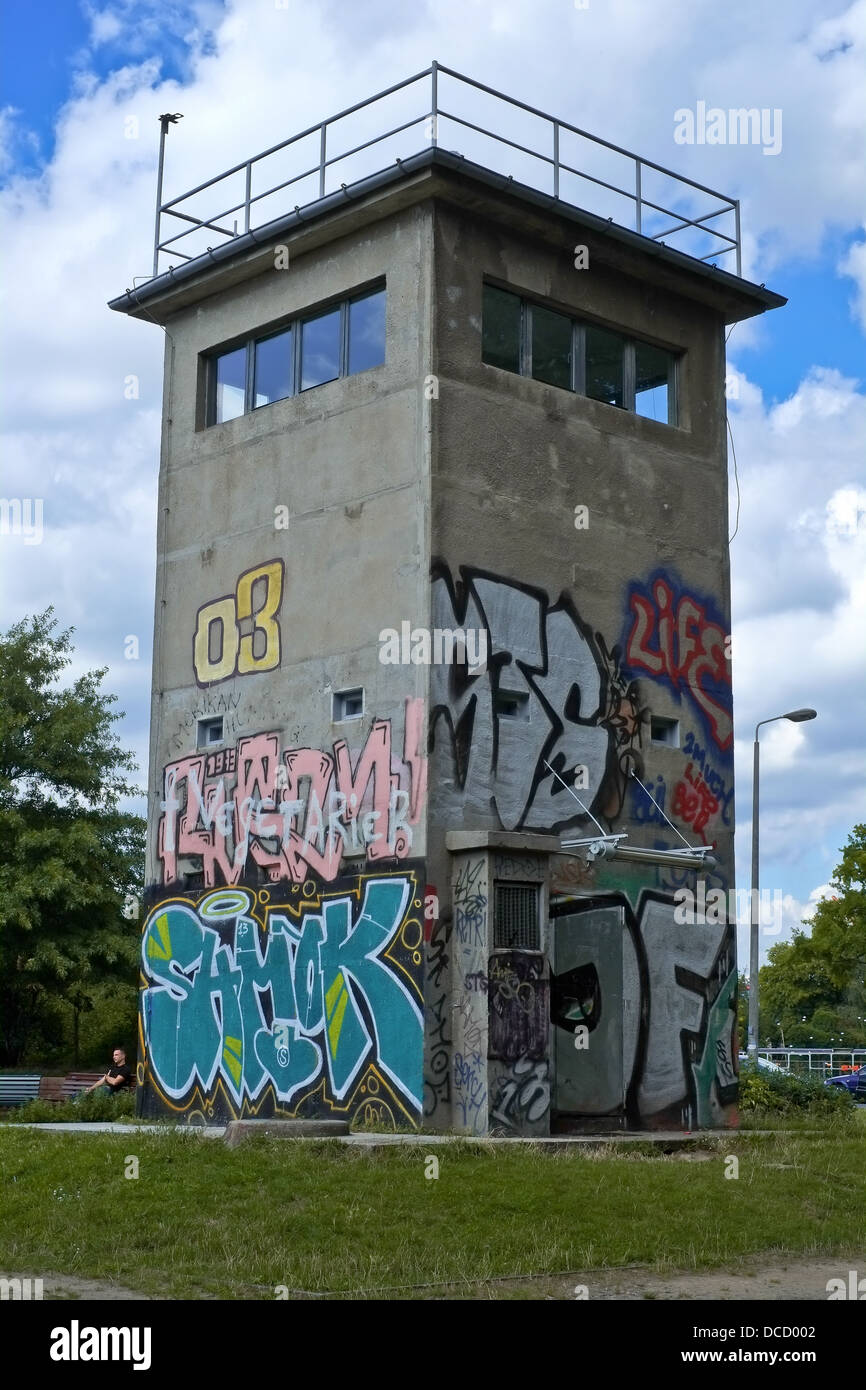 Die Überreste eines Wachturms an der ehemaligen innerdeutschen Grenze Stockfoto