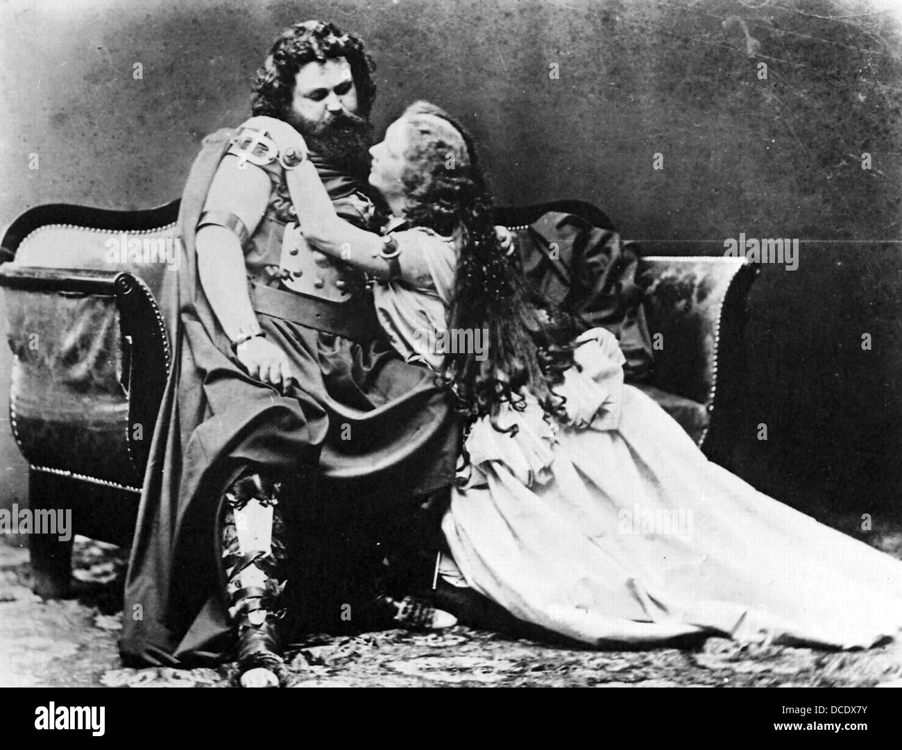 TRISTAN und ISOLDE Ludwig und Malvina Schnort von Carolsfeld in 1865 Originalproduktion von Wagners Oper Stockfoto