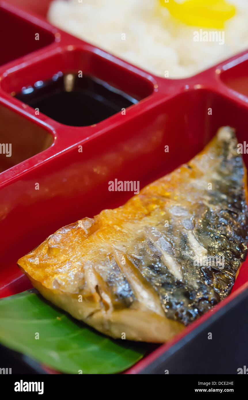 Gegrillte Saba japanische Fischfutter Stockfoto